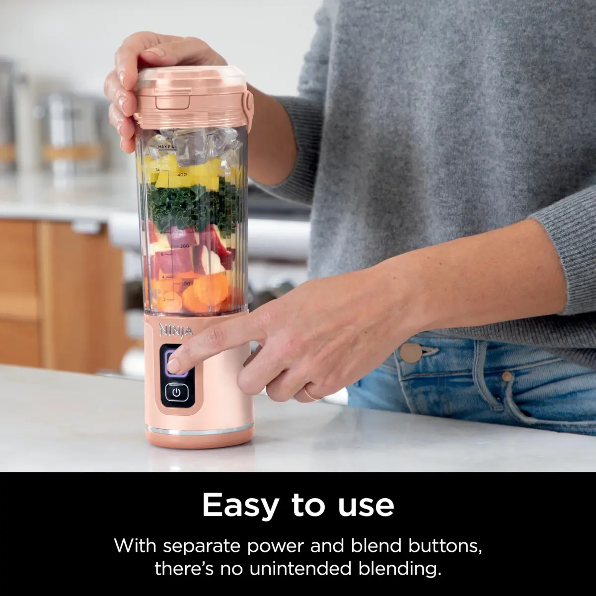 Ninja Blast Portable Blender 18oz Two-Pack in Peach & Stone - Cordless, Blends Ice & Frozen Fruit Anywhere - view 4