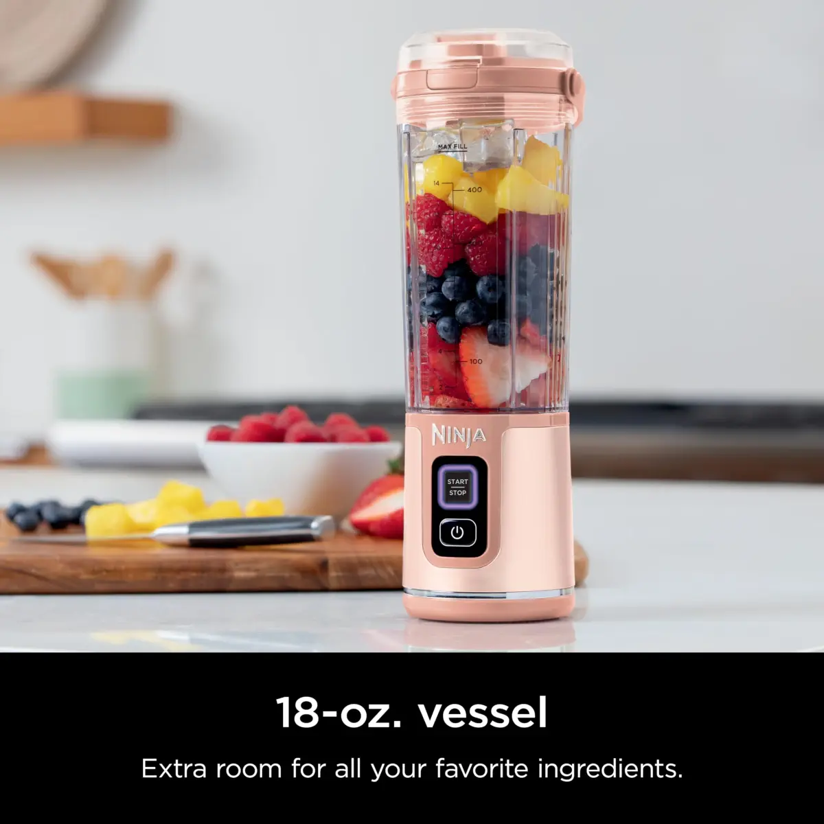 Ninja Blast Portable Blender 18oz Two-Pack in Peach & Stone - Cordless, Blends Ice & Frozen Fruit Anywhere - view 3
