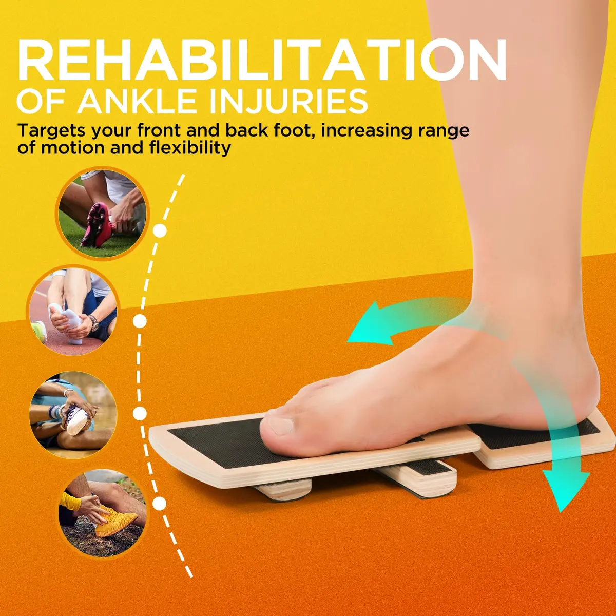 glitz Ankle Balance Board Foot Strengthener Trainer with Adjustable Bars & Video Guide | 0.299 kg (0.66 lb) - view 2