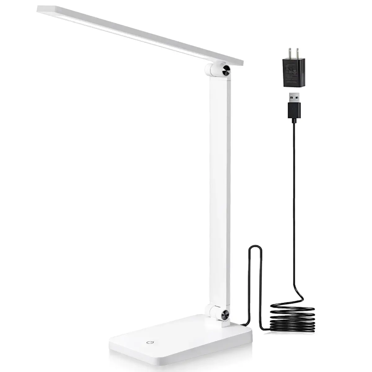 Best World LED White Table Lamp with USB Charging Port & 3 Brightness Levels | 5000K Cool White - main product image