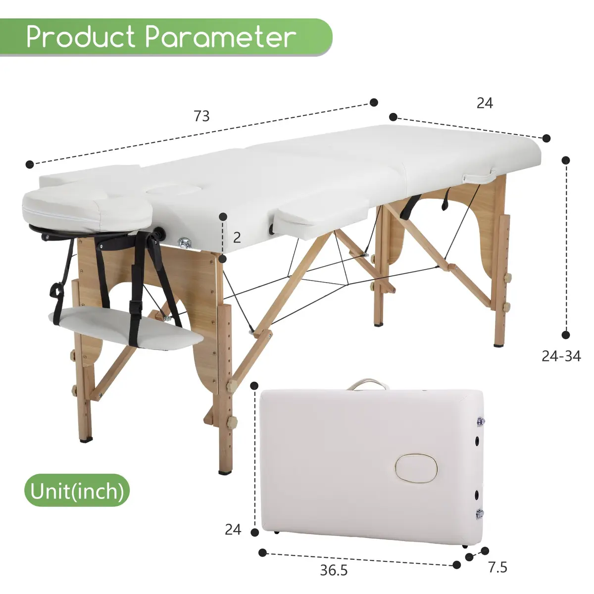 PayLessHere Massage Bed Portable Massage Table 24 inch Wide | Height Adjustable Spa Bed with Bolsters - view 8