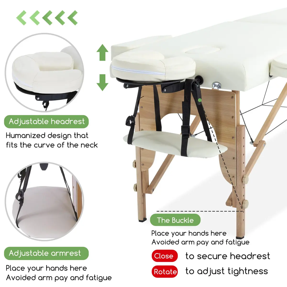 PayLessHere Massage Bed Portable Massage Table 24 inch Wide | Height Adjustable Spa Bed with Bolsters - view 3