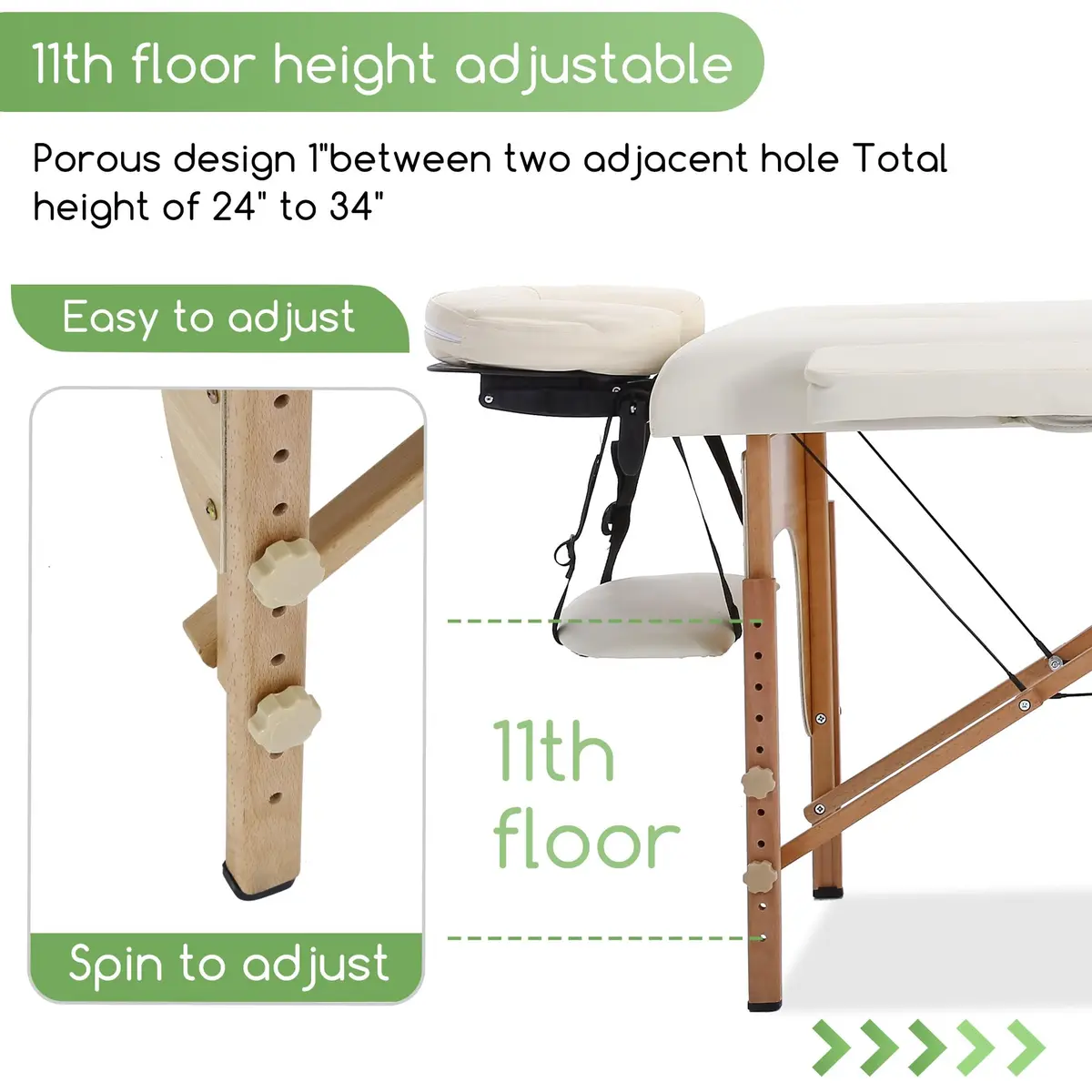 PayLessHere Massage Bed Portable Massage Table 24 inch Wide | Height Adjustable Spa Bed with Bolsters - view 4
