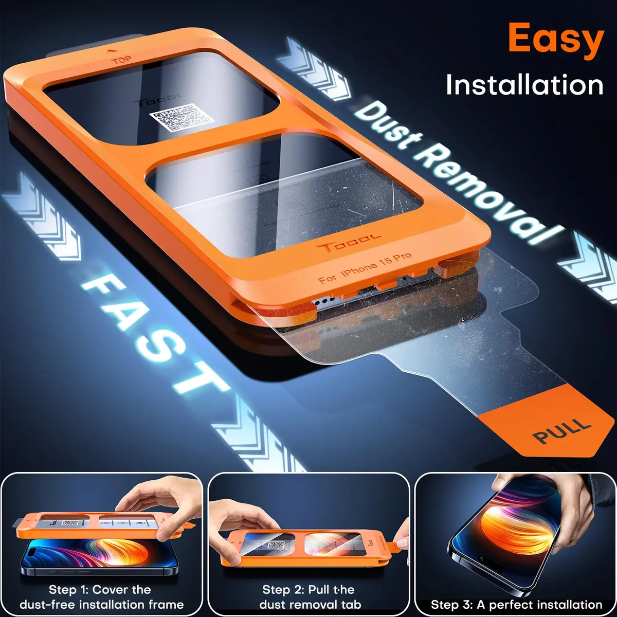 TOCOL iPhone 15 Pro Screen Protector 6.1" | Easy Auto Installation & Impact-Resistant - view 2