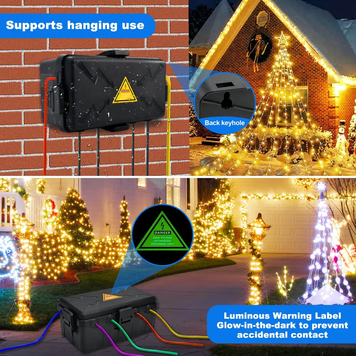 Hrensaw Medium Outdoor Electrical Box 10.6x5.5x4.5inch Waterproof IP54 Black - view 6