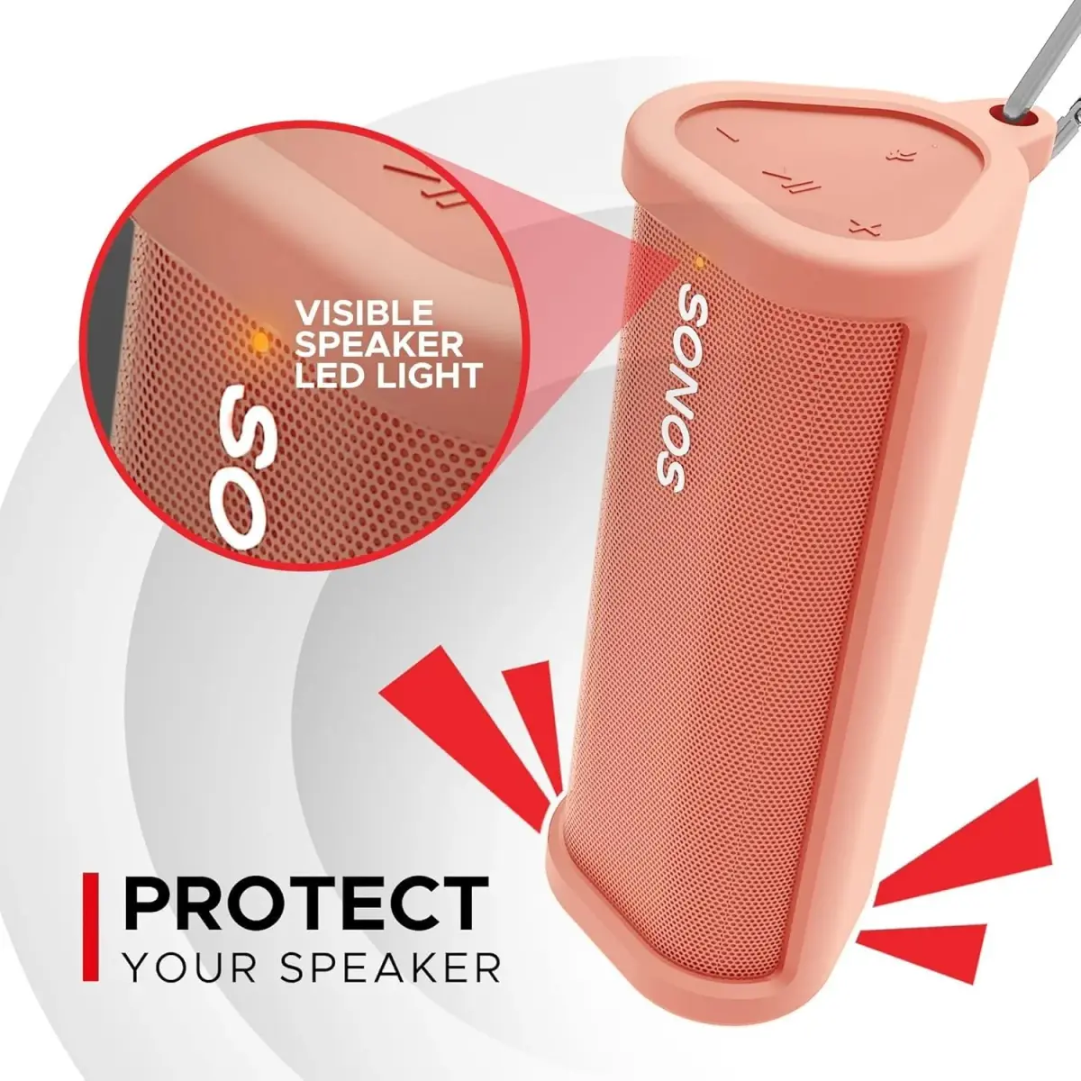 Sound Bass Heavy Duty Protective Carrying Case for Sonos Roam 2 | Red, 159g (0.35 lb) - view 2