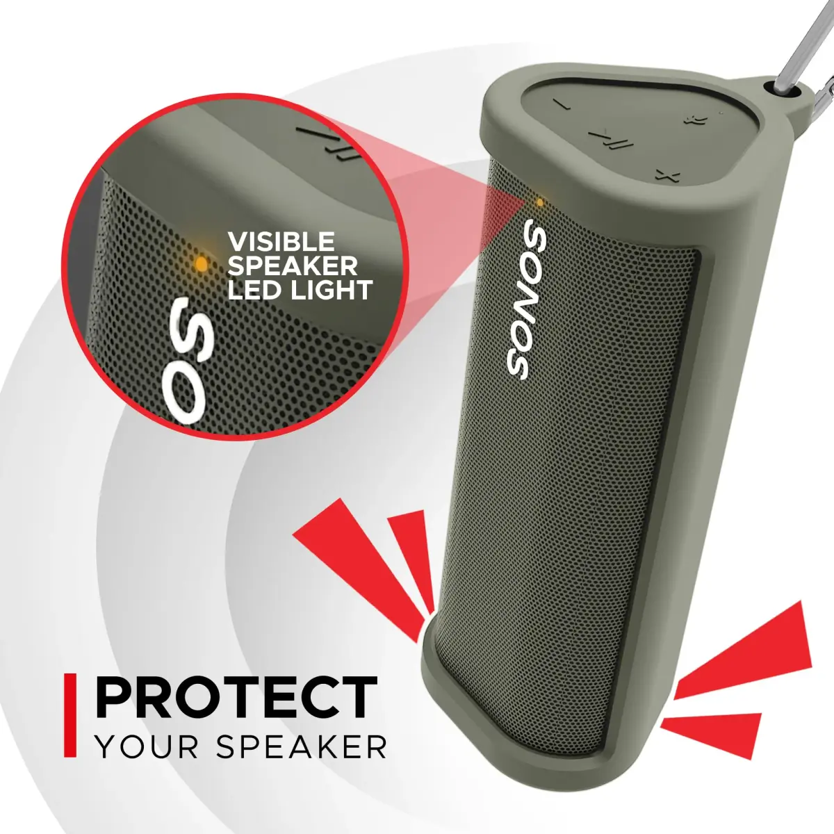 Sound Bass Heavy Duty Protective Carrying Case for Sonos Roam 2 | Green, 159g (0.35 lb) - view 2
