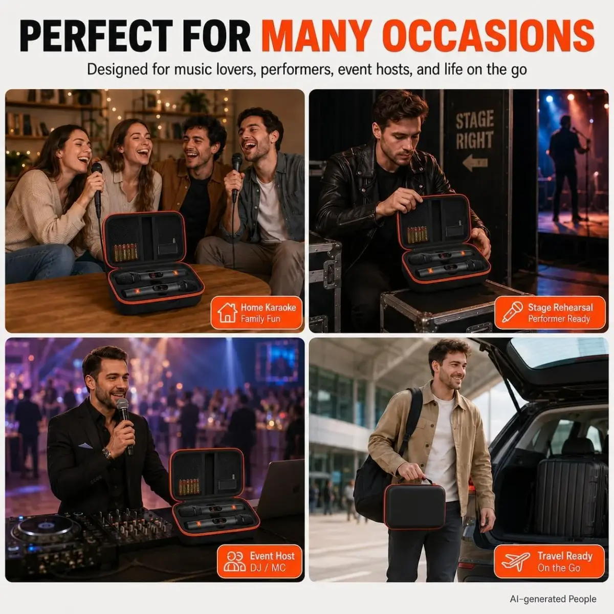 Againmore Dual Microphone Case for JBL PartyBox Wireless Mics, 11 x 6 x 3.25 inches | Precision Fit for Secure Transport - view 6