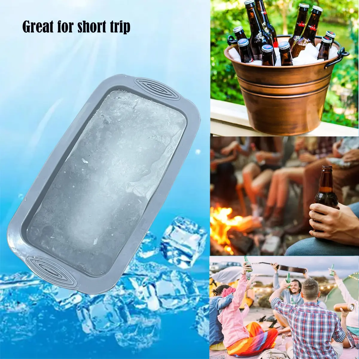 YINOWON Extra Large Silicone Ice Block Mold 8.5 x 4.5 x 2.5 inches | Large Ice Cubes for Cold Plunge & Bath - view 5