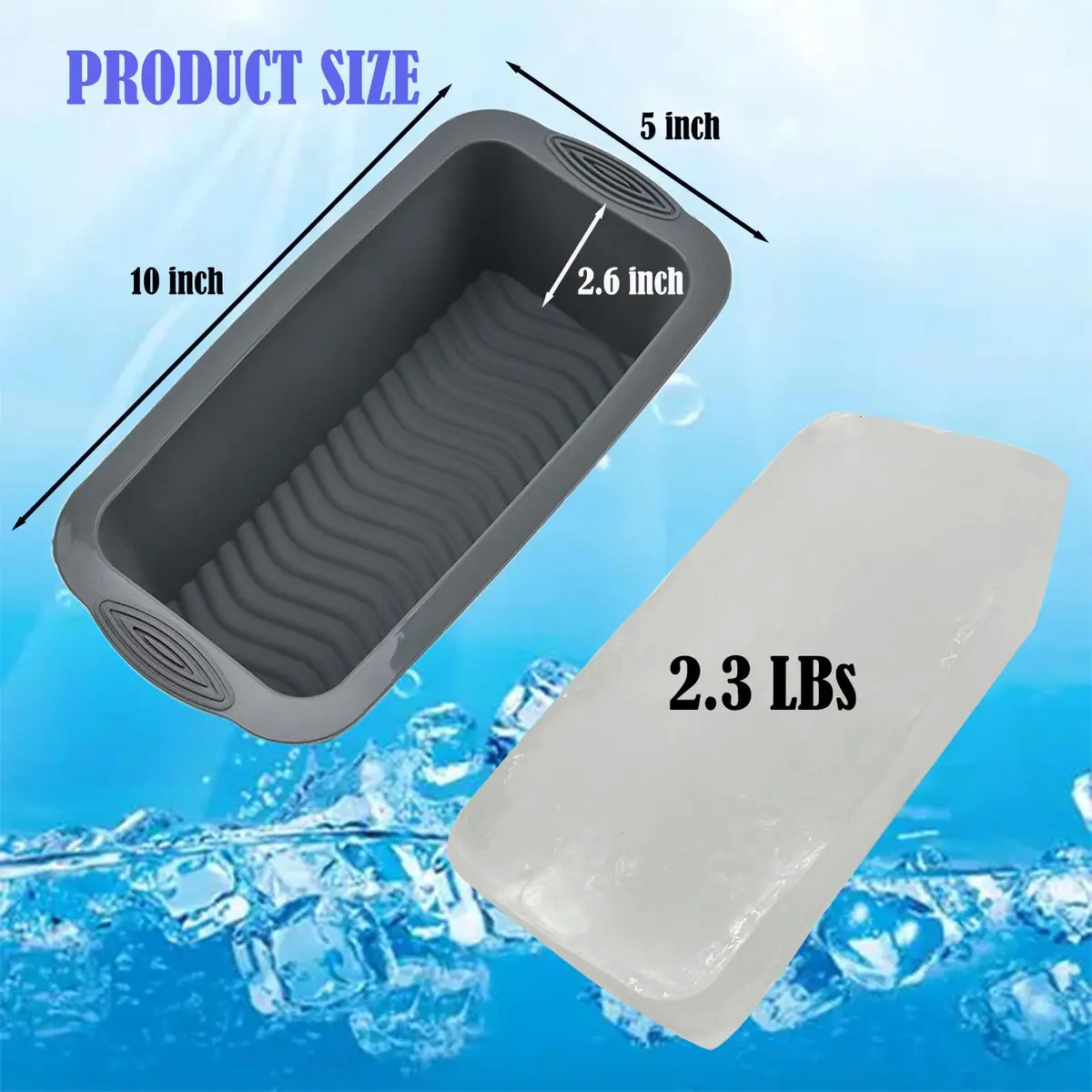 YINOWON Extra Large Silicone Ice Block Mold 8.5 x 4.5 x 2.5 inches | Large Ice Cubes for Cold Plunge & Bath - view 2