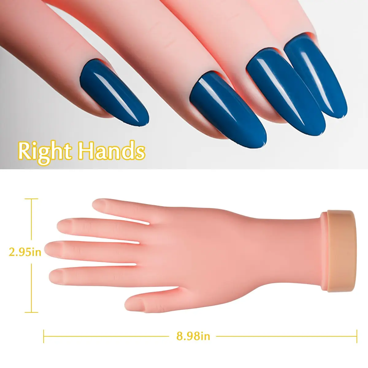 Krofaue Right Hand Nail Practice Trainer Flexible Bendable Mannequin | Realistic Skin Tone, Reusable, for Acrylic & Gel Art - view 4