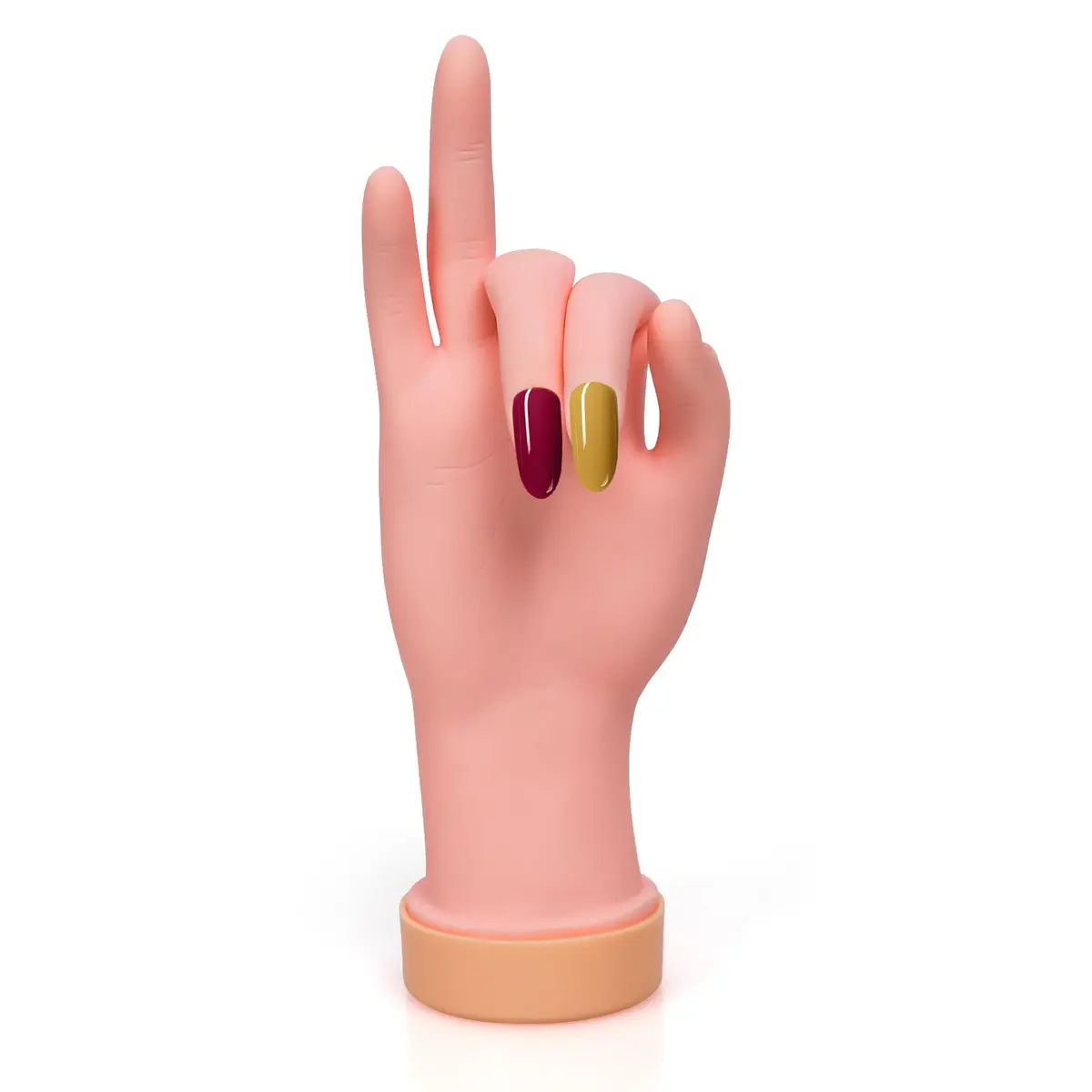 Krofaue Right Hand Nail Practice Trainer Flexible Bendable Mannequin | Realistic Skin Tone, Reusable, for Acrylic & Gel Art - main product image