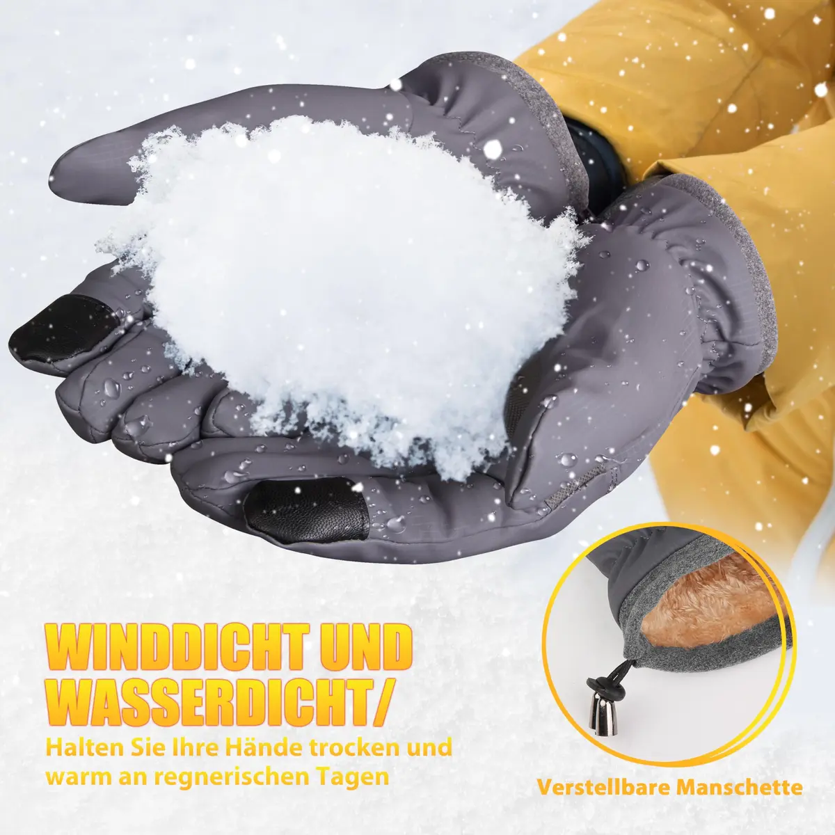 ihuan Winter Waterproof Ski Gloves Men Women | Windproof & Water-Resistant for Cold Weather - view 7