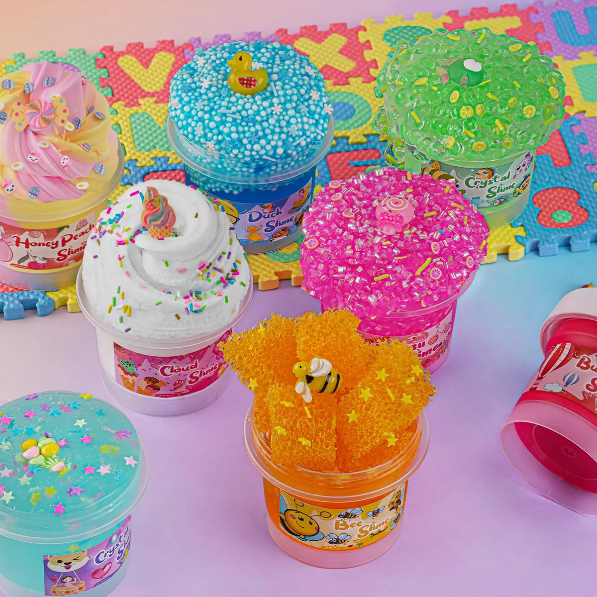 Okaybee Slime Variety Pack 8 x 100ml (800ml Total) | Non-Toxic & ASTM-Tested for Kids - view 7