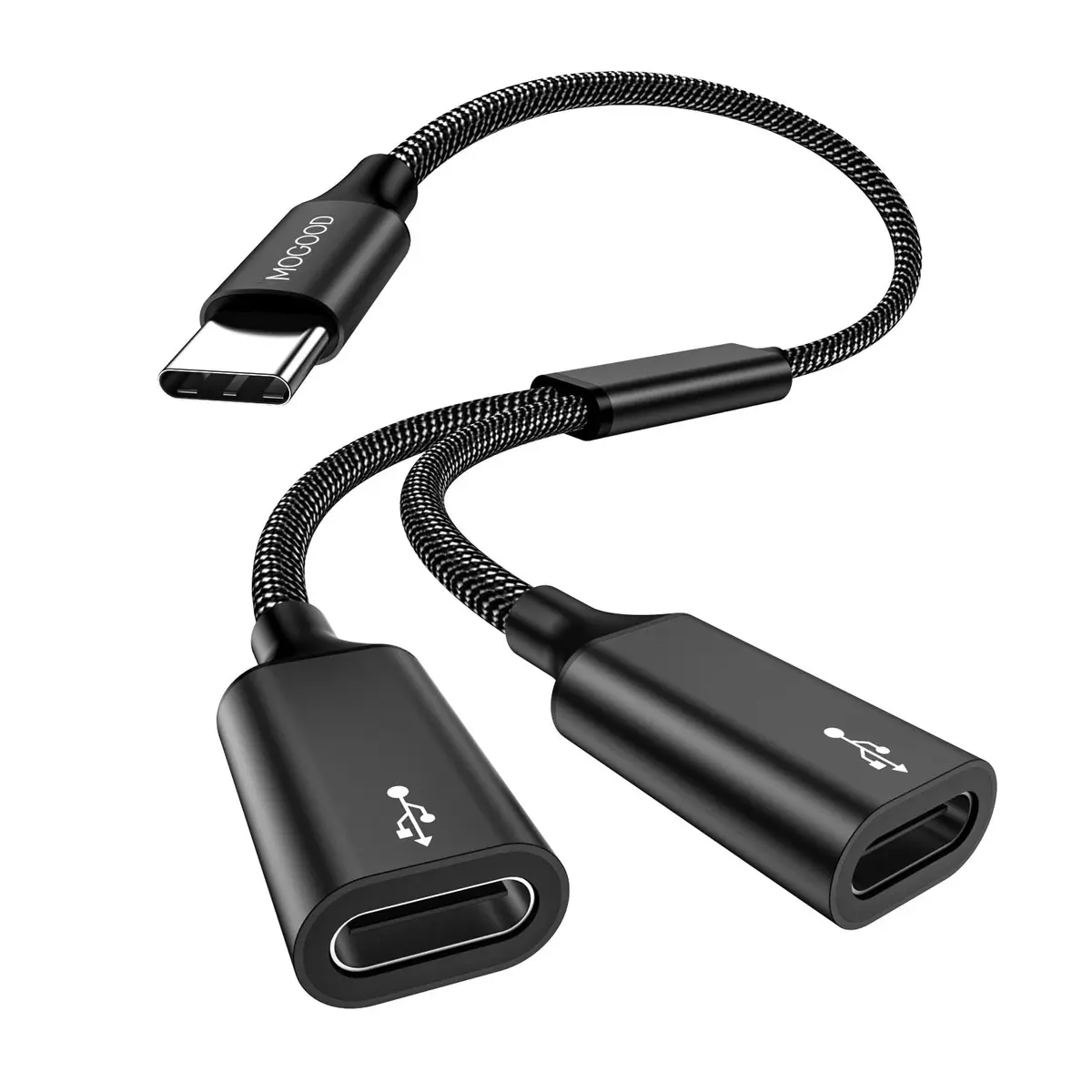 MOGOOD USB C Splitter Adapter for Data Transfer - 1 Male to 2 Female USB-C Ports | Black - main product image