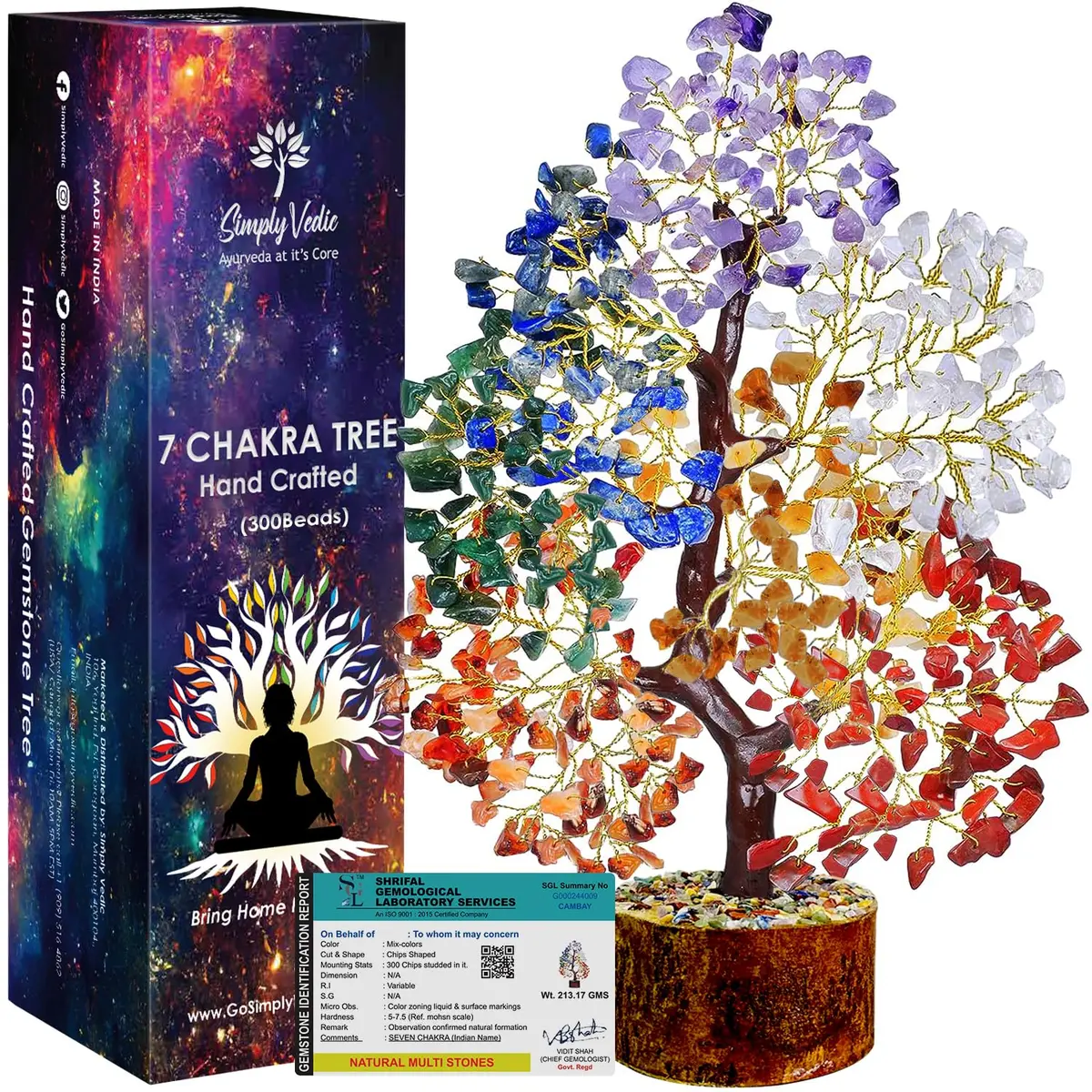 Simply Vedic 7 Chakra Healing Crystals Tree of Life | 26cm (10.2 inches) Tall - main product image