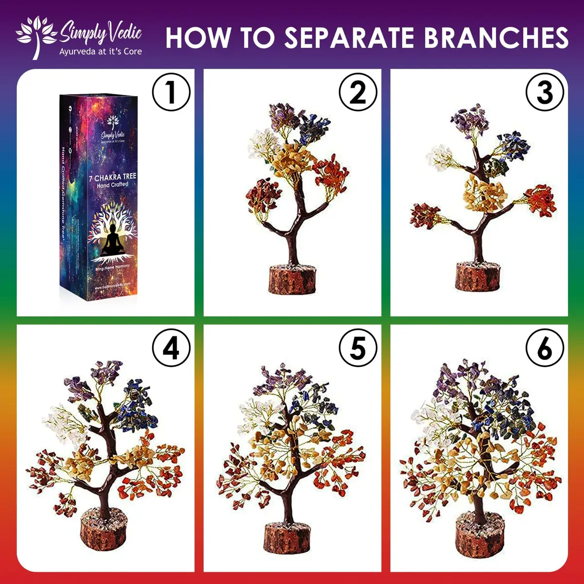 Simply Vedic 7 Chakra Healing Crystals Tree of Life | 26cm (10.2 inches) Tall - view 8