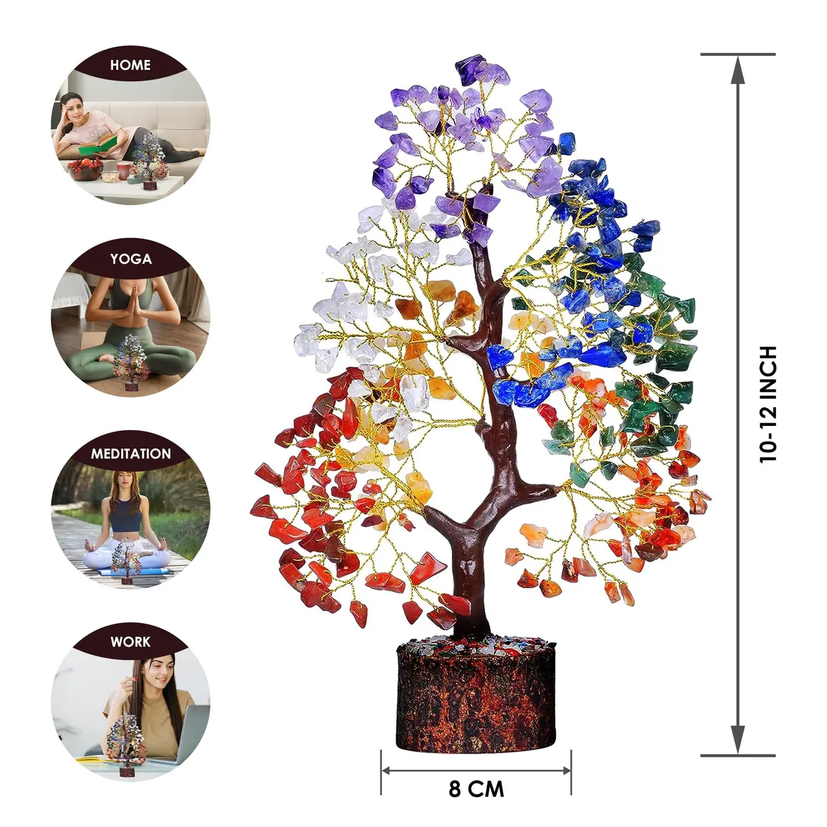 Simply Vedic 7 Chakra Healing Crystals Tree of Life | 26cm (10.2 inches) Tall - view 3