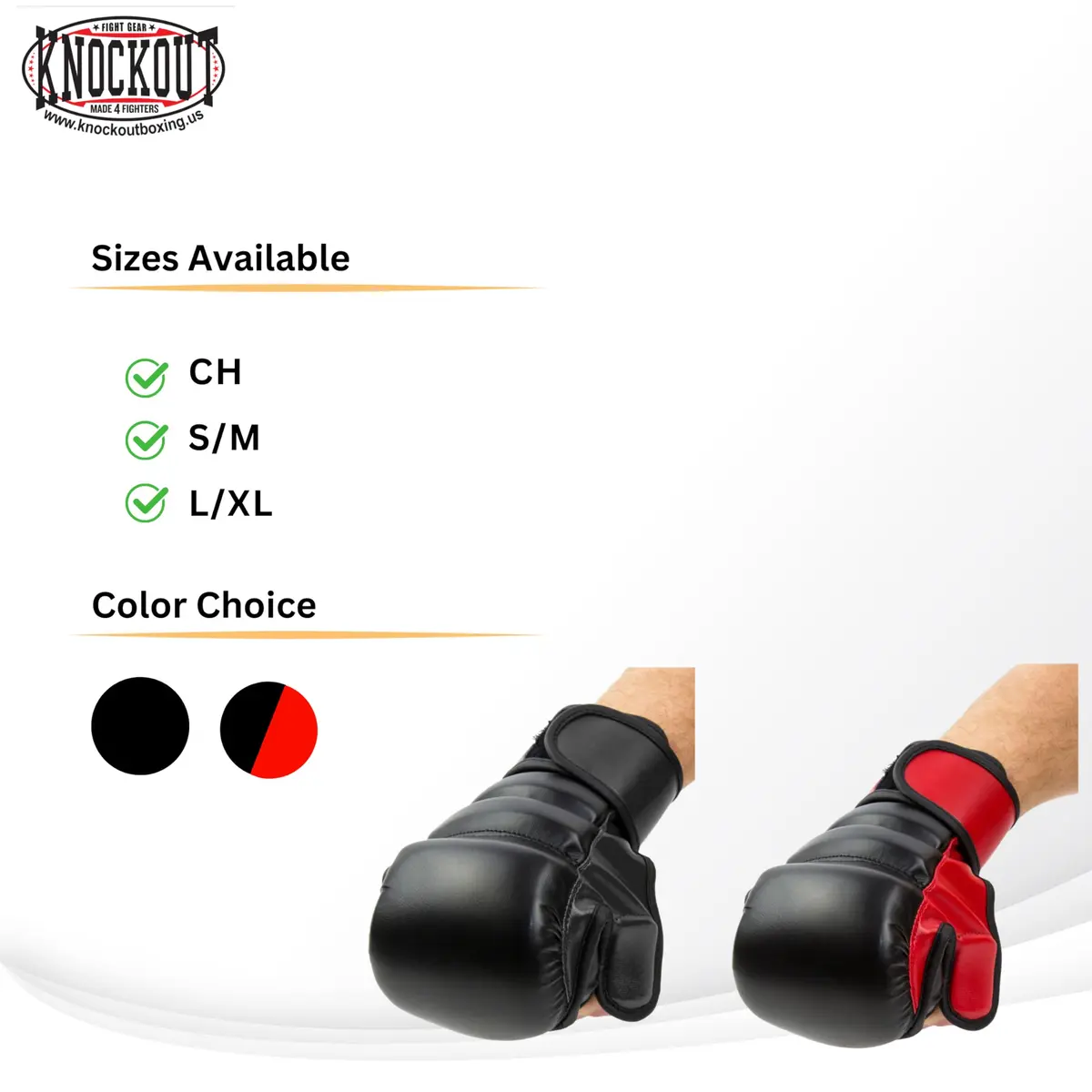 Knockout Fight Gear MMA Gloves Large-X-Large | Hybrid Open Palm, Double Wrist Support (en_US) - view 4