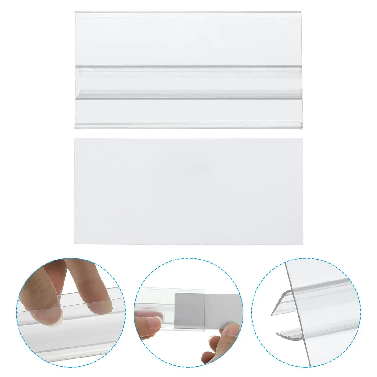 PATIKIL Clear Plastic Label Holders with Blank Labels, 30 Pack, Fits 7-12mm Shelves | Retail Store Price Tag Holders - view 6