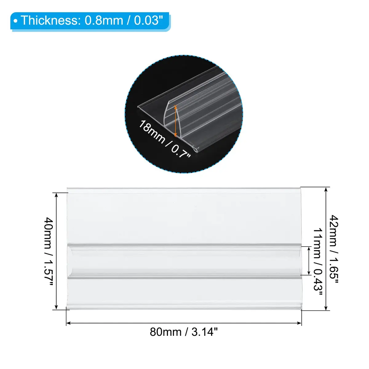 PATIKIL Clear Plastic Label Holders with Blank Labels, 30 Pack, Fits 7-12mm Shelves | Retail Store Price Tag Holders - view 2