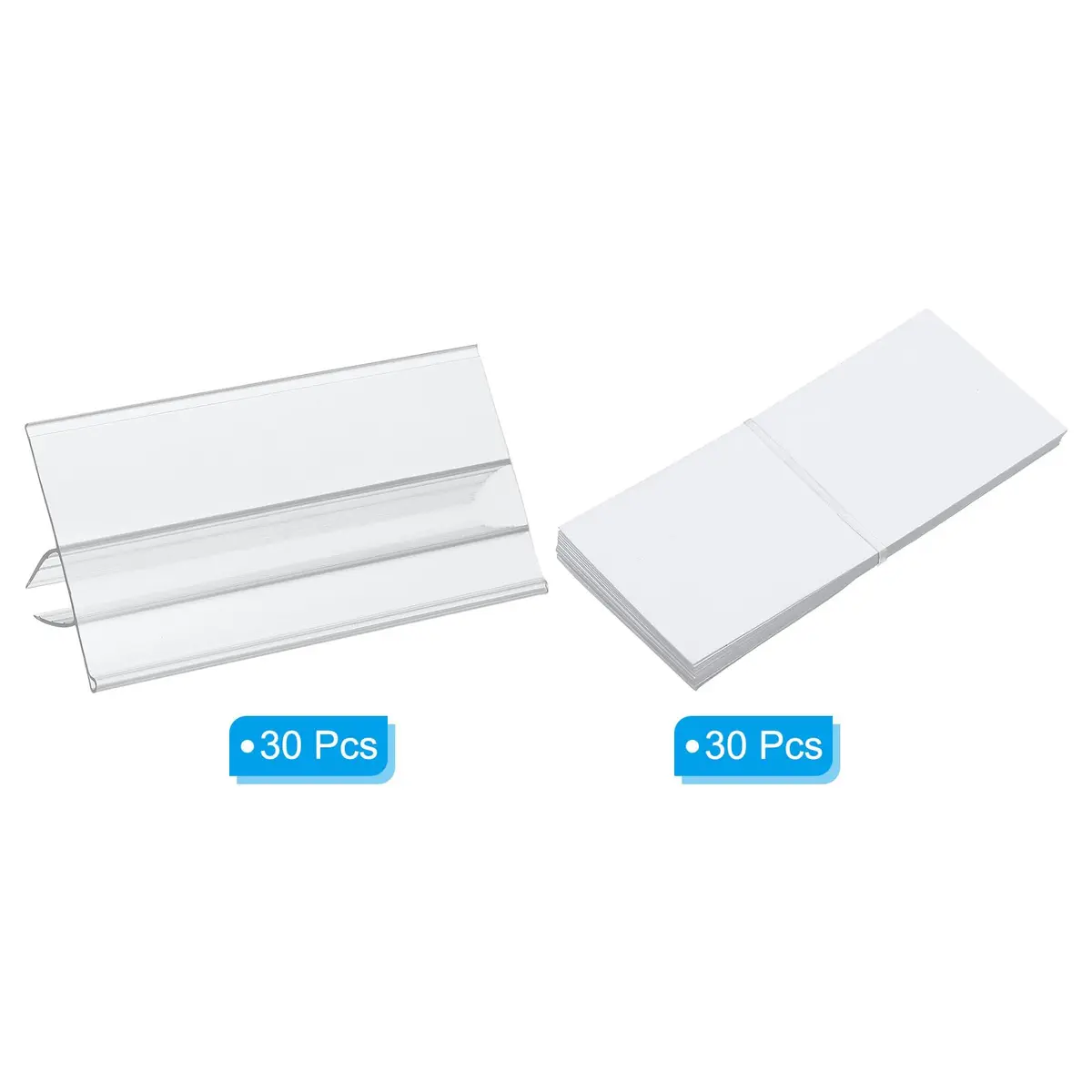 PATIKIL Clear Plastic Label Holders with Blank Labels, 30 Pack, Fits 7-12mm Shelves | Retail Store Price Tag Holders - view 3