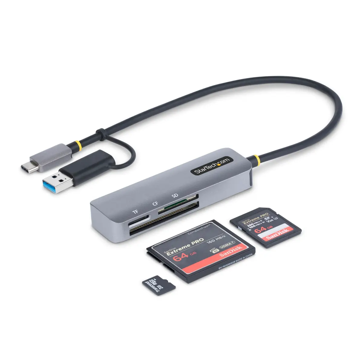 StarTech.com USB-C USB-A Multi-Card Reader | 5Gbps USB 3.0, SD/microSD/CF Slots, Plug & Play - main product image