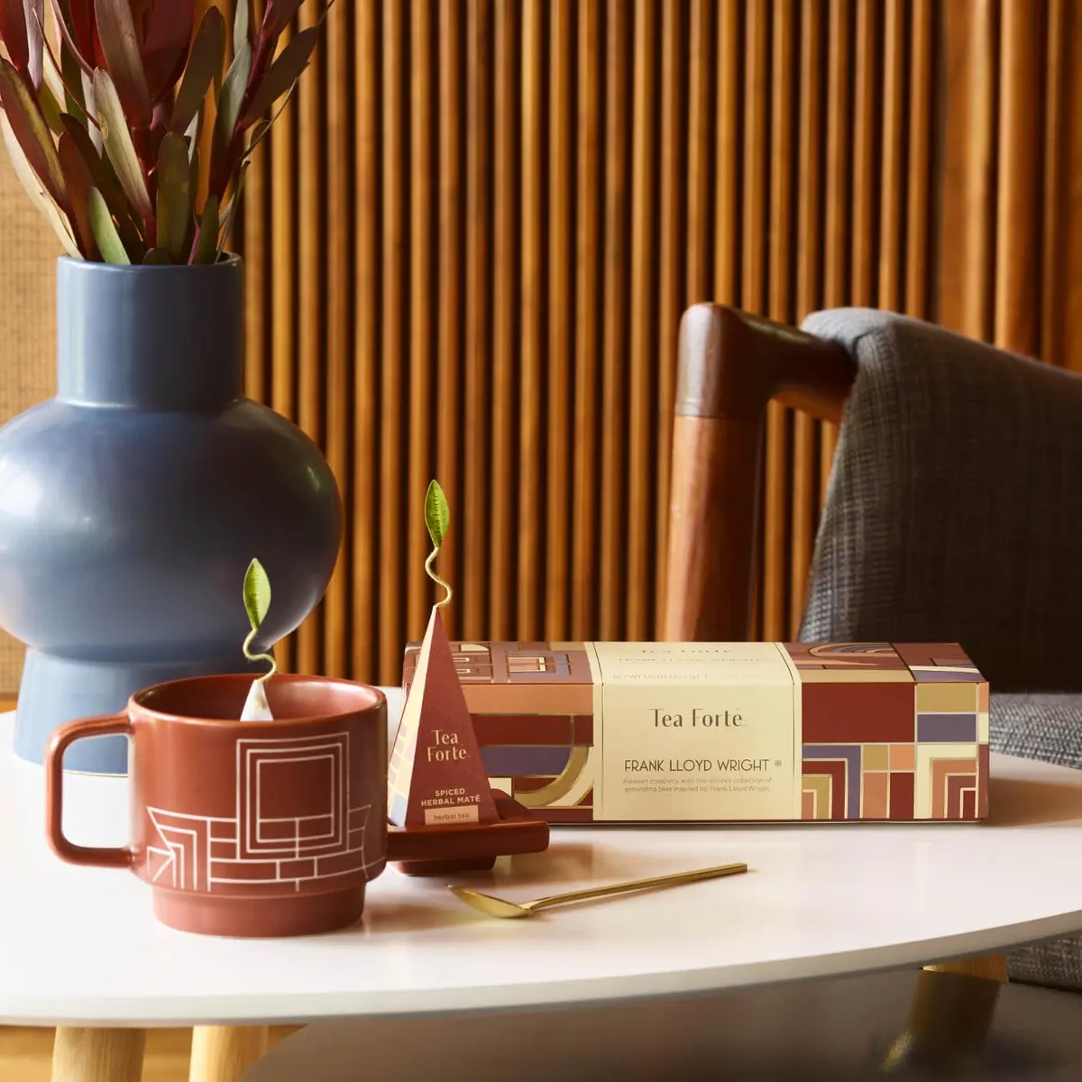 Tea Forte Terra Frank Lloyd Wright Porcelain Café Cup with Lid | 8oz Elegant Teacup for Tea Lovers - view 8