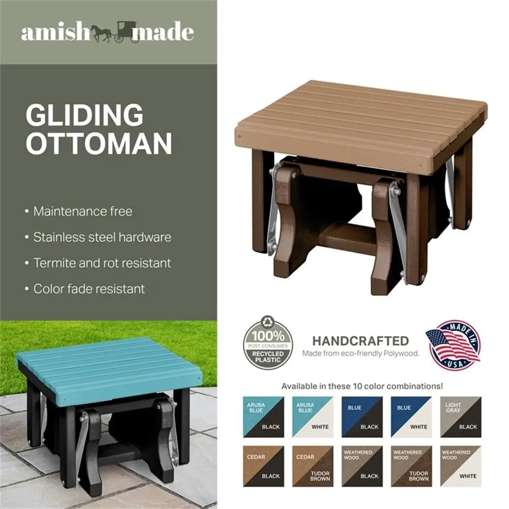 American Furniture Classics Model 601CTB Gliding Ottoman in Cedar and Tudor Brown | Heavy-Duty Coastal Design - view 4