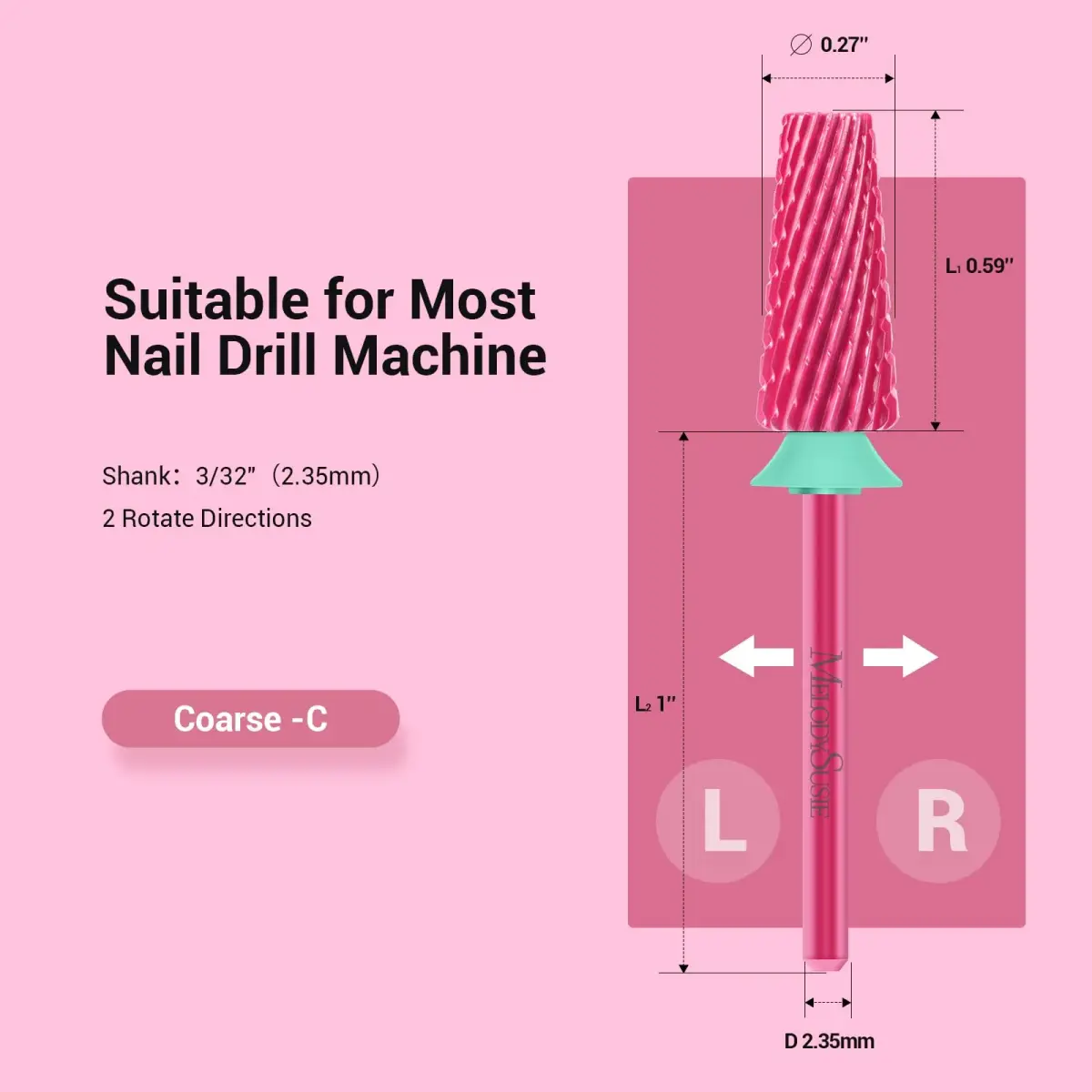 MelodySusie Professional 5 in 1 Nail Drill Bits Set, 3/32'' Carbide Tungsten, Pink Blossom | Manicure Pedicure Cuticle Gel Polishing - view 5