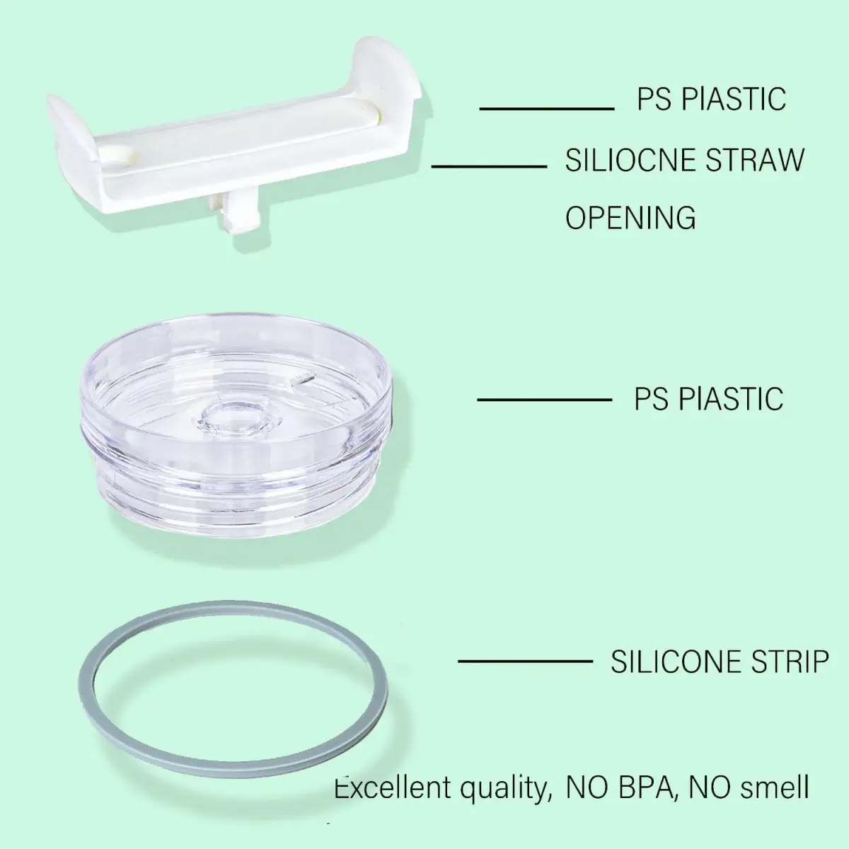 Horsdo 40oz Tumbler Lid - White Replacement for Stanley Quencher 2.0 (2-Pack) - view 2