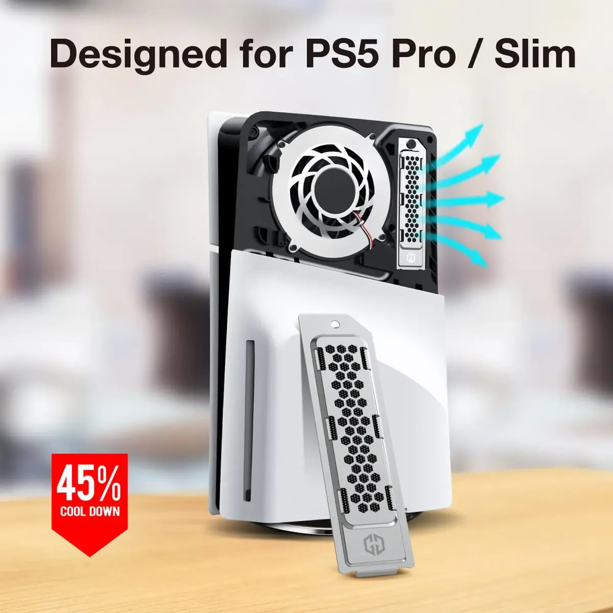 GRAUGEAR Metal Heat Dissipation Cover for PS5 Pro/Slim M.2 SSD Expansion Slot | Silver (12.6cm x 3.3cm x 0.5cm) - view 3