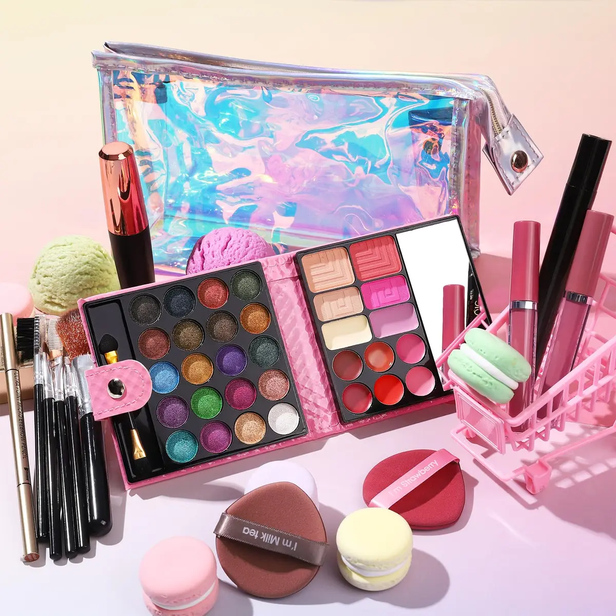 QiBest Makeup Set for Women Full Kit | 32 Colors Palette, 5pcs Brushes, Mascara & Eyeliner, Lipsticks, Cosmetic Bag - view 8