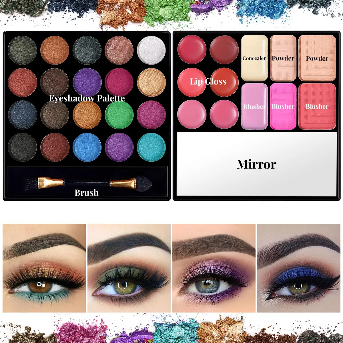 QiBest Makeup Set for Women Full Kit | 32 Colors Palette, 5pcs Brushes, Mascara & Eyeliner, Lipsticks, Cosmetic Bag - view 5