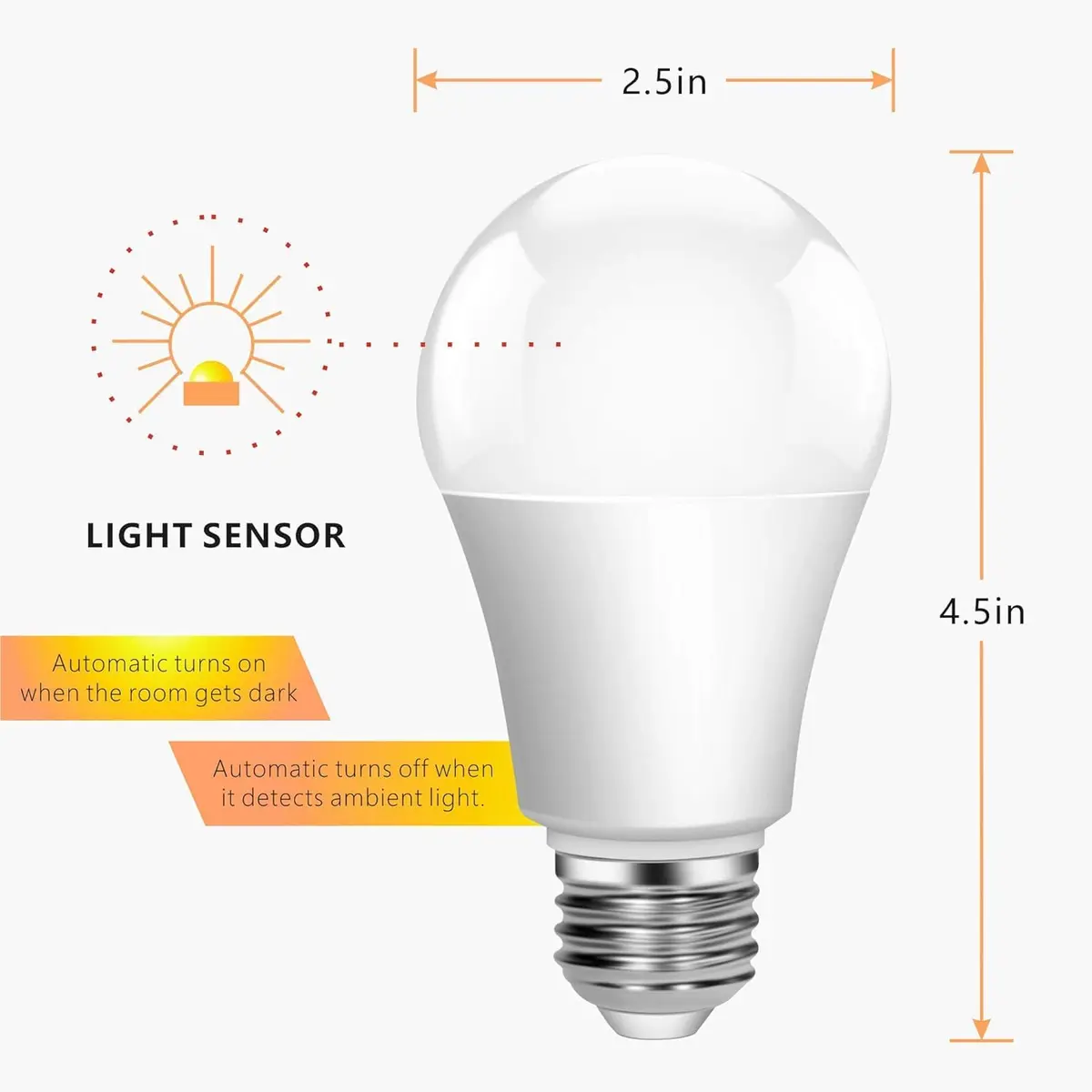 Torkase Outdoor Sensor Light Bulb E26 | Dusk to Dawn Automatic Sensor, 6000K Cool White, 13W, 6 Pack - view 5