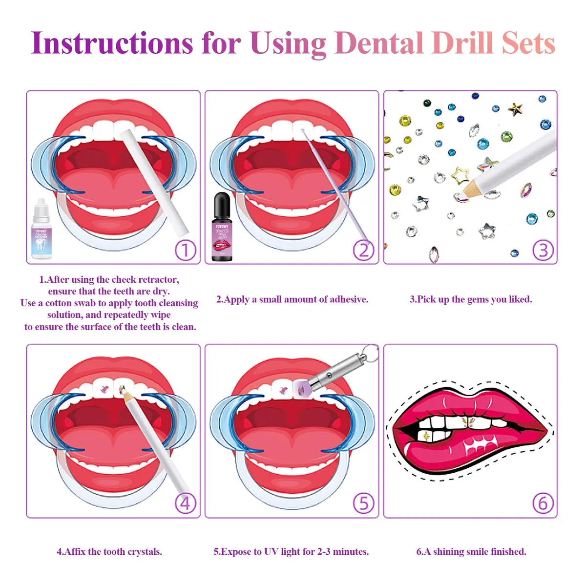 YOYOWY Tooth Gem Kit,Teeth Jewelry Kit with Glue and Light,Teeth Gems Kit for Teeth,Professional DIY Tooth Gem Kit,Crystal Smile Gems - view 5