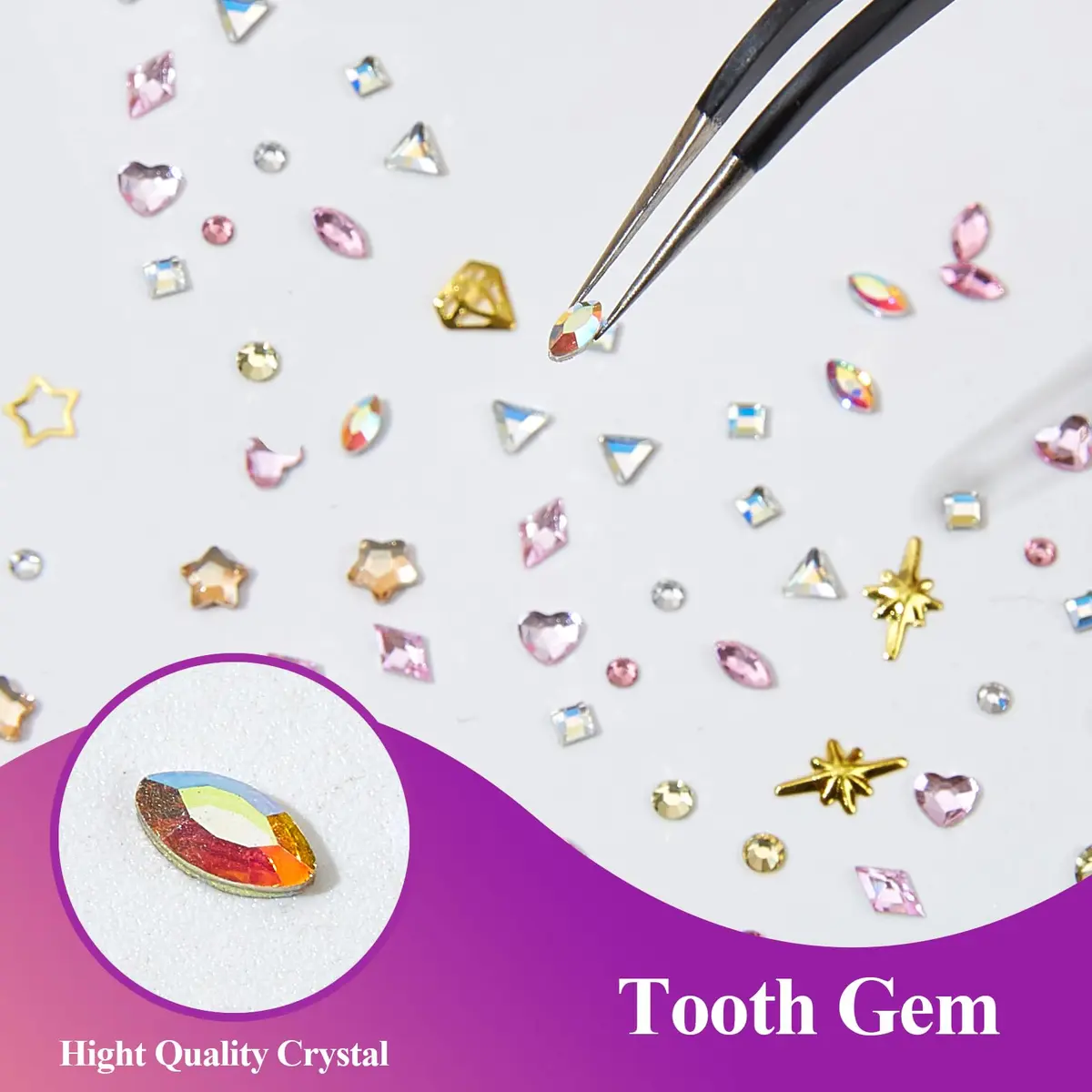 YOYOWY Tooth Gem Kit,Teeth Jewelry Kit with Glue and Light,Teeth Gems Kit for Teeth,Professional DIY Tooth Gem Kit,Crystal Smile Gems - view 6