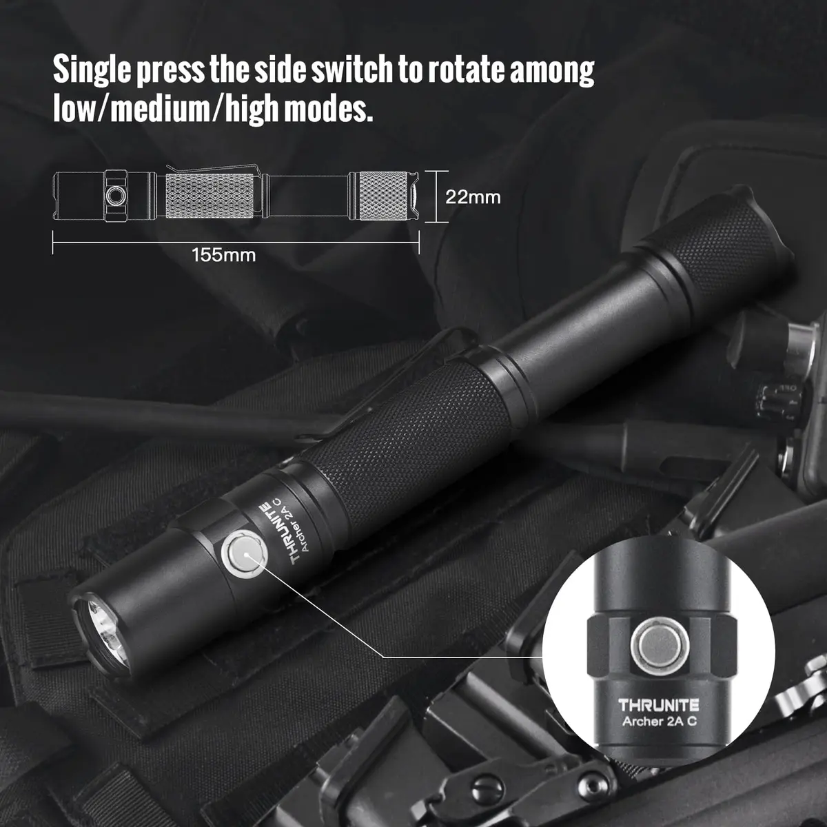 ThruNite Archer 2A C LED Rechargeable Flashlight 1018 Lumens | Waterproof, USB-C, Dual Switch - view 7