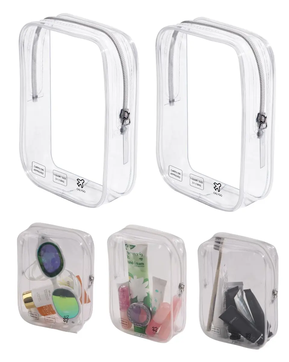 CALYGO 5-Pack TSA Approved Toiletry Bags 1 Quart (156 ml) | Clear Travel Pouch for Liquids & Makeup - main product image