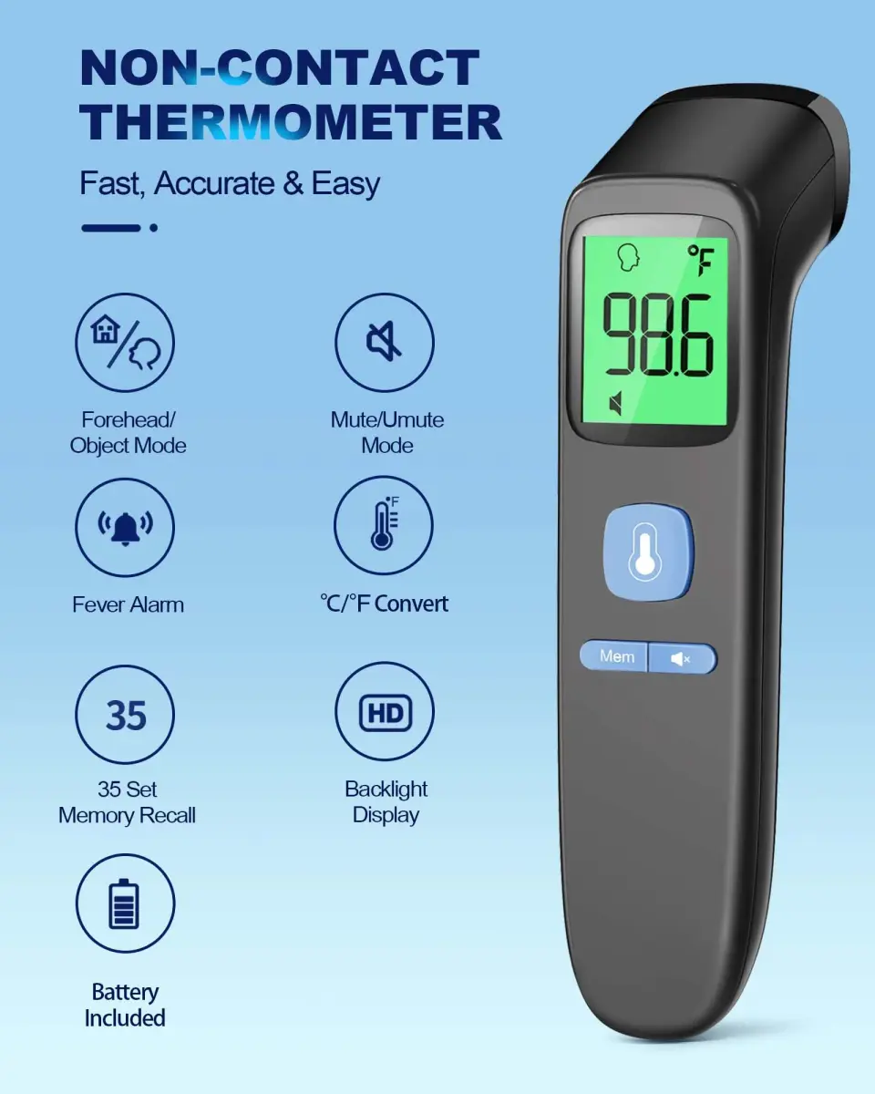 ANMEATE Non-Contact Forehead Thermometer 1 Second Result | Accurate Readings for Adults and Kids - view 2