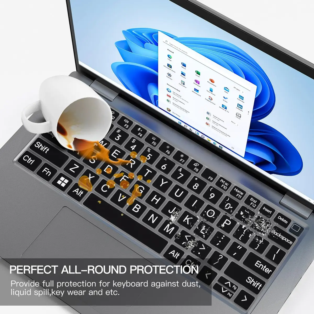 CaseBuy Large Print Keyboard Cover for Dell Latitude 14" & 15.6" | High Contrast, Dust & Water Resistant (110 characters) - view 7