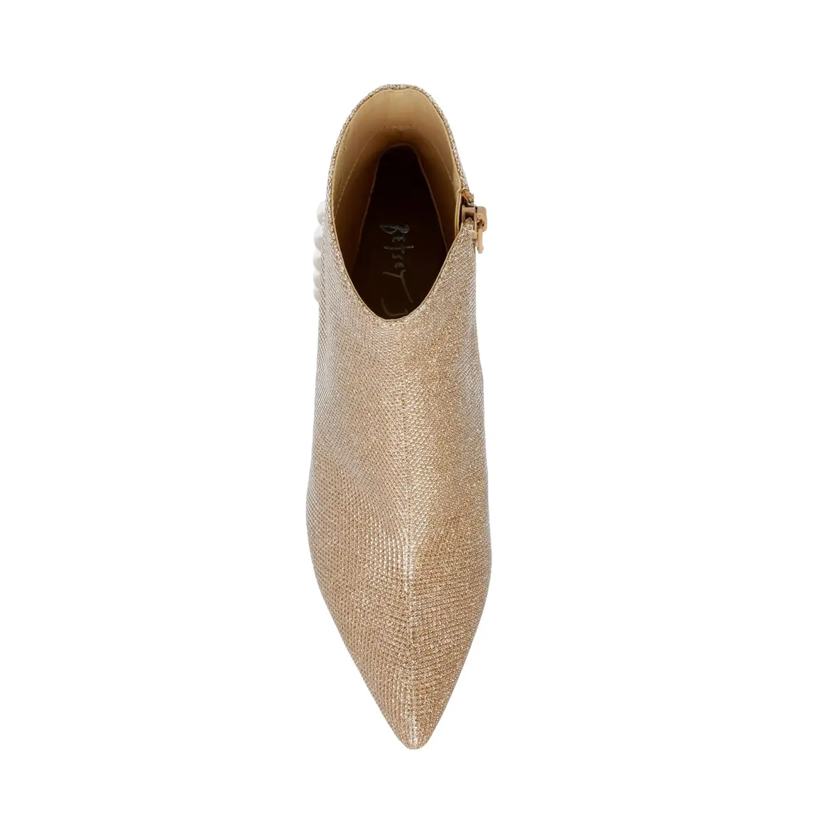 Betsey Johnson Kasey Fashion Boot, Gold, 5.5 | Pearl-Encrusted Heel & Ankle-High Style - view 2