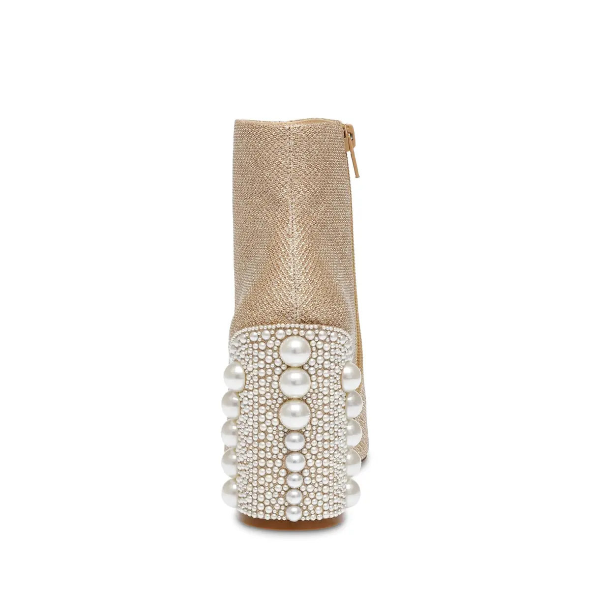 Betsey Johnson Kasey Fashion Boot, Gold, 6.5 | Pearl Encrusted Heel & Ankle-High Style - view 5