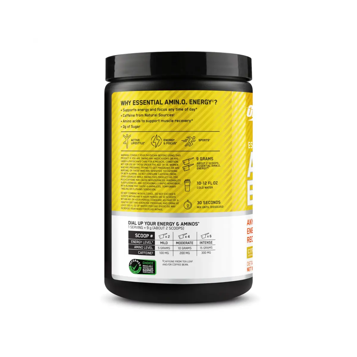 Optimum Nutrition Amino Energy Powder Citrus Spritz 269g (9.5 Oz) | BCAAs for Muscle Recovery & Energy Boost - view 9