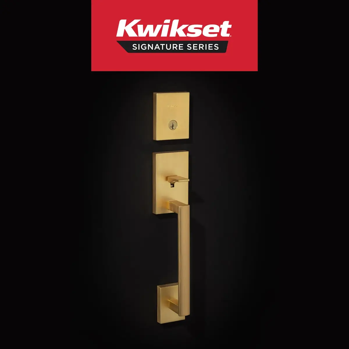 Kwikset San Clemente Entry Handleset with SmartKey Deadbolt, Satin Brass | Grade 1 BHMA Certified Security - view 2