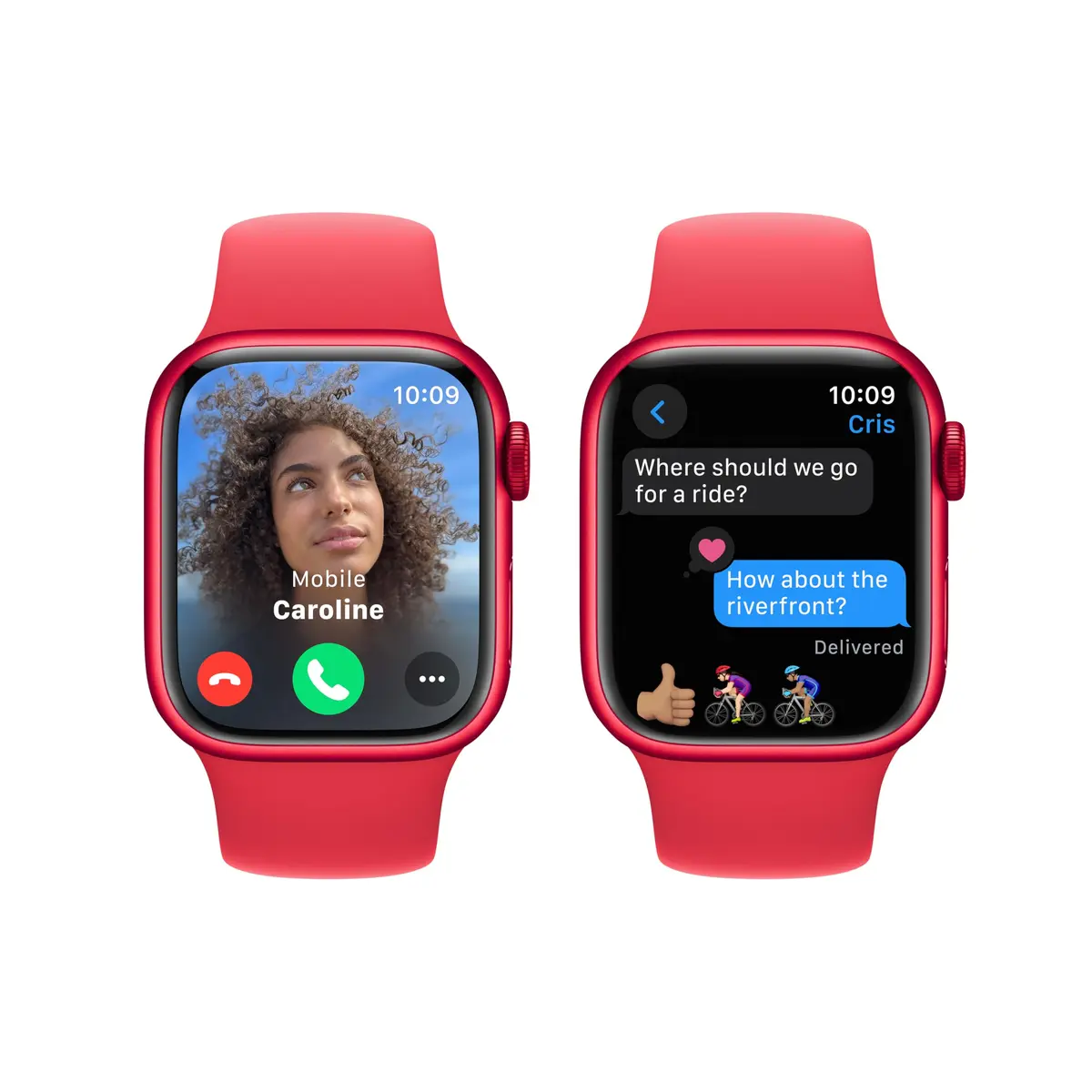 Apple Watch Series 9 GPS 41mm Red Aluminum Case with Red Sport Band M/L | 18-Hour Battery Life - view 4