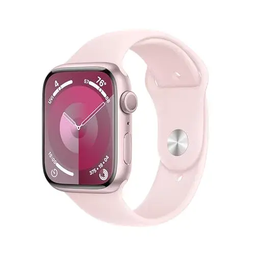 Apple Watch Series 9 [GPS, 45mm] - Pink Aluminum Case with Pink Sport Band, S/M | Always-On Retina Display - main product image