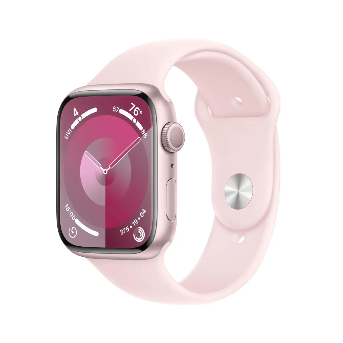 Apple Watch Series 9 [GPS, 45mm] - Pink Aluminum Case with Pink Sport Band, S/M | Always-On Retina Display - view 6