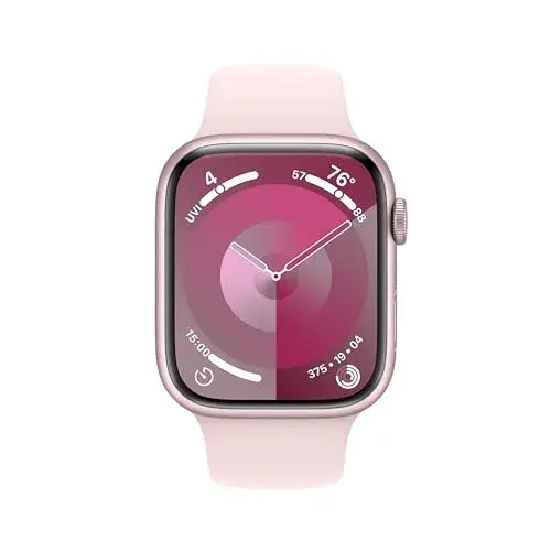 Apple Watch Series 9 [GPS, 45mm] - Pink Aluminum Case with Pink Sport Band, S/M | Always-On Retina Display - view 2