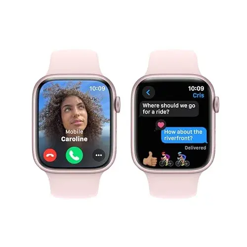 Apple Watch Series 9 [GPS, 45mm] - Pink Aluminum Case with Pink Sport Band, S/M | Always-On Retina Display - view 4